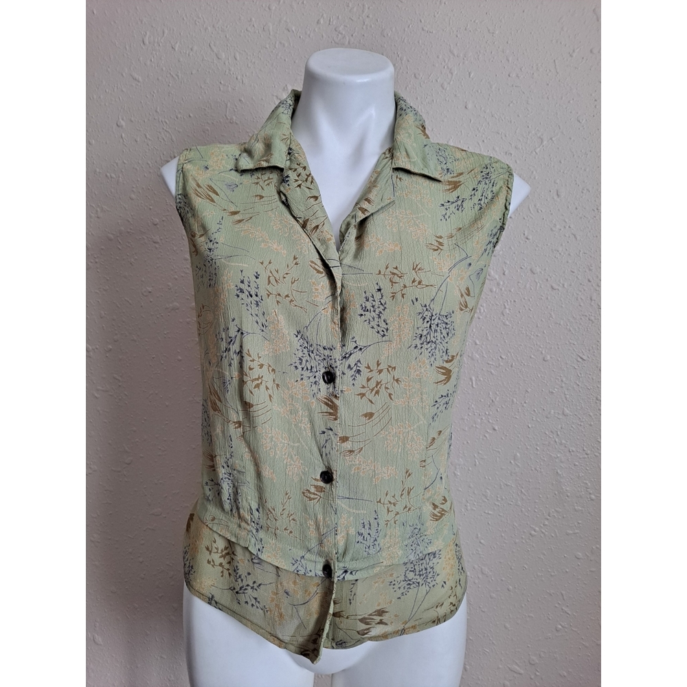 90s Floral Sleeveless Blouse